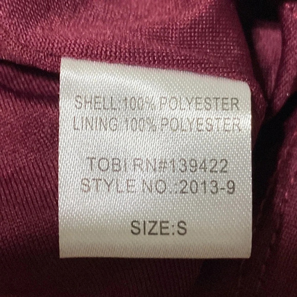 Tobi Burgundy Long Split Sleeves Lined Mini Dress Size S - Picture 6 of 8